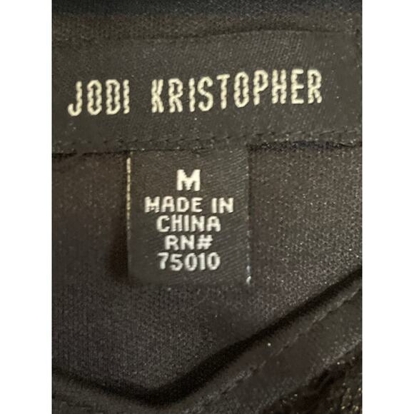 Jodi Kristopher Blk/Gold Metallic Crochet Bell Long Sleeve Women's Medium Dress - Picture 5 of 6